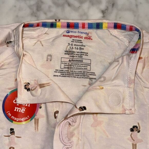 NWT Magnetic Me Modal Pink Coverall with Ruffled Ballet Design - Picture 3 of 6